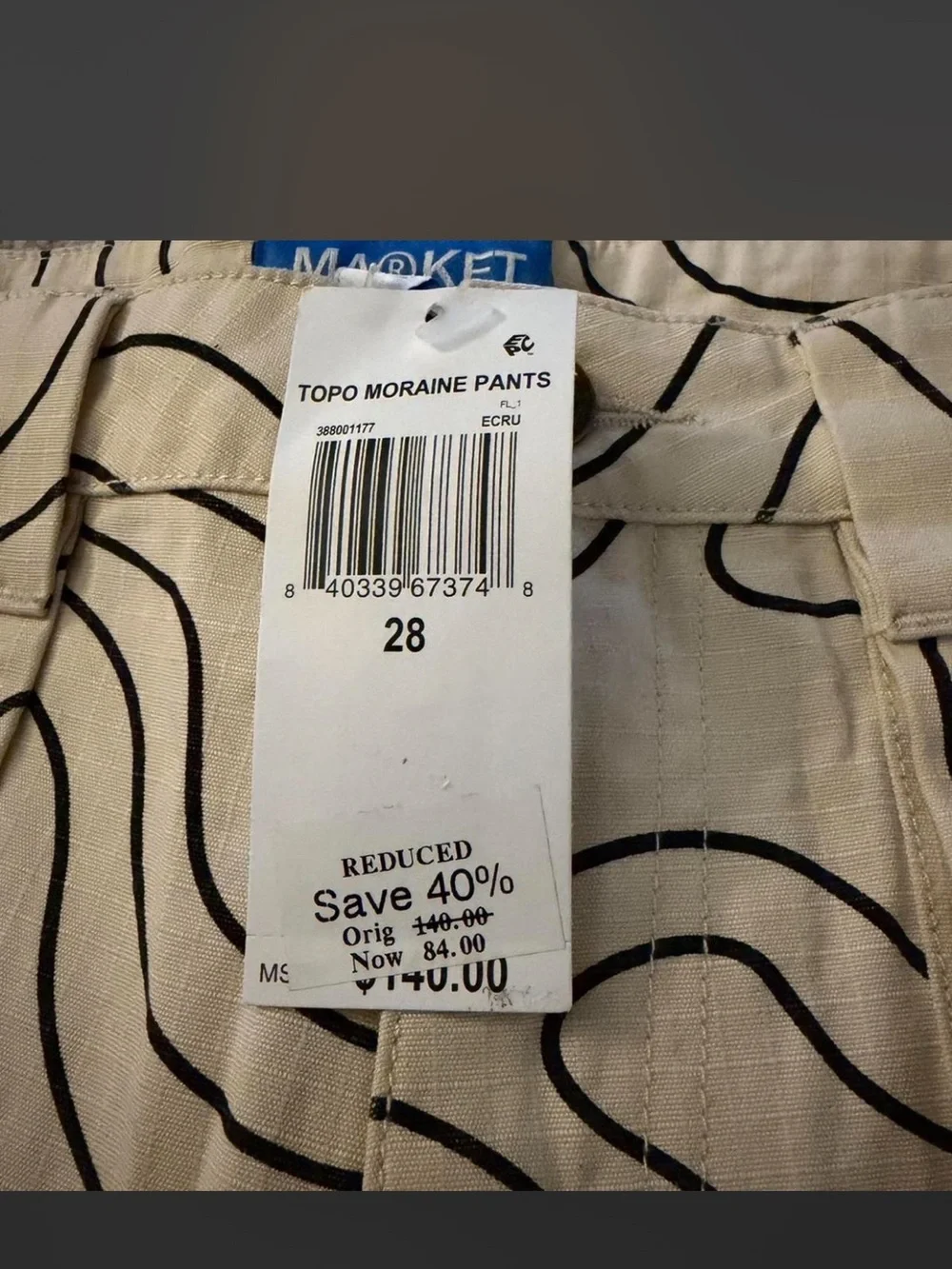 Men's Beige Topographic Print Chinos